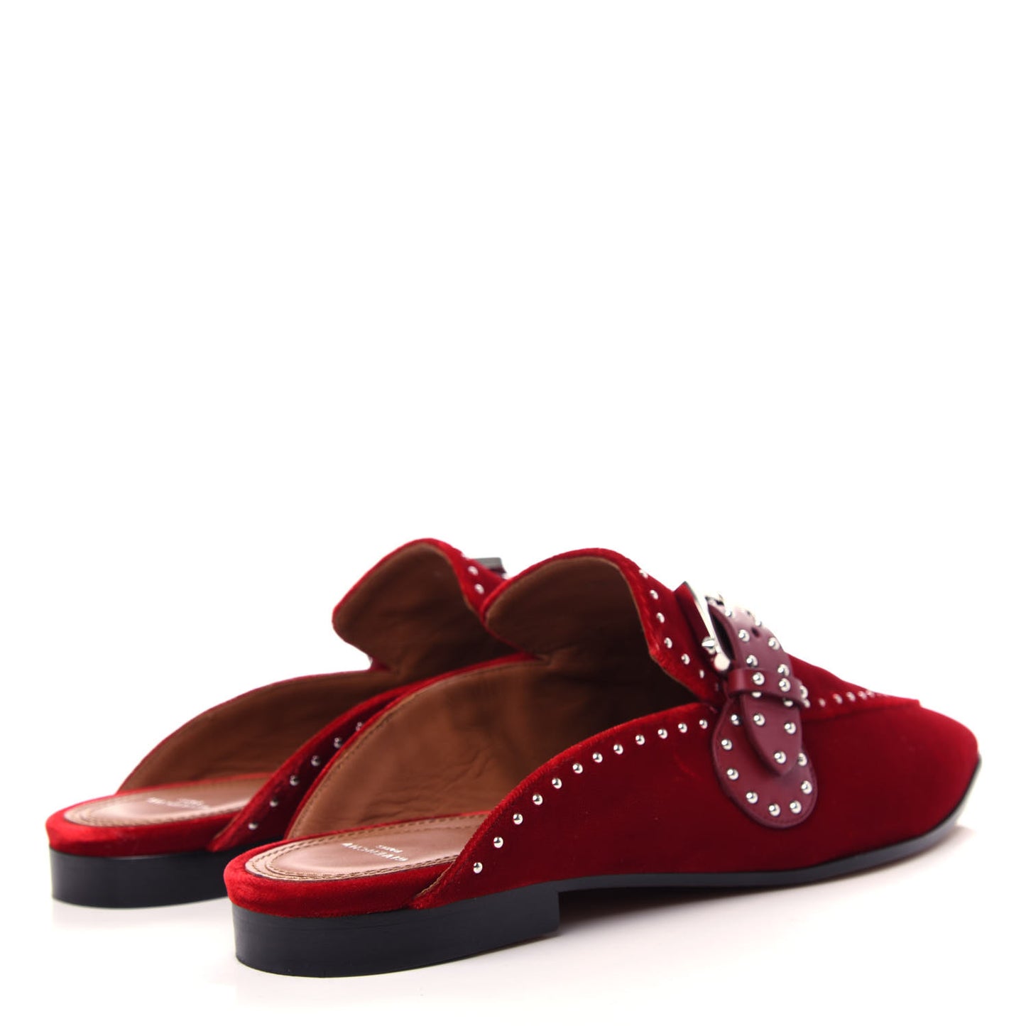 Velvet Studded Elegant Loafer Mule 39 Rouge Fonce