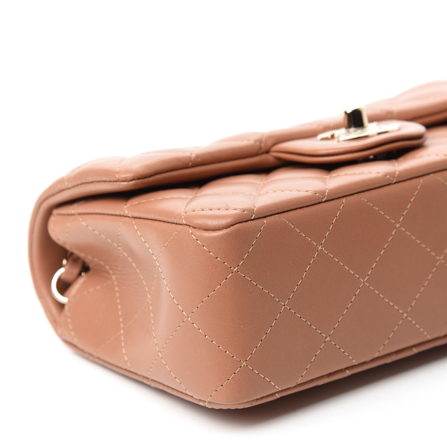 Lambskin Quilted Mini Rectangular Flap Brown