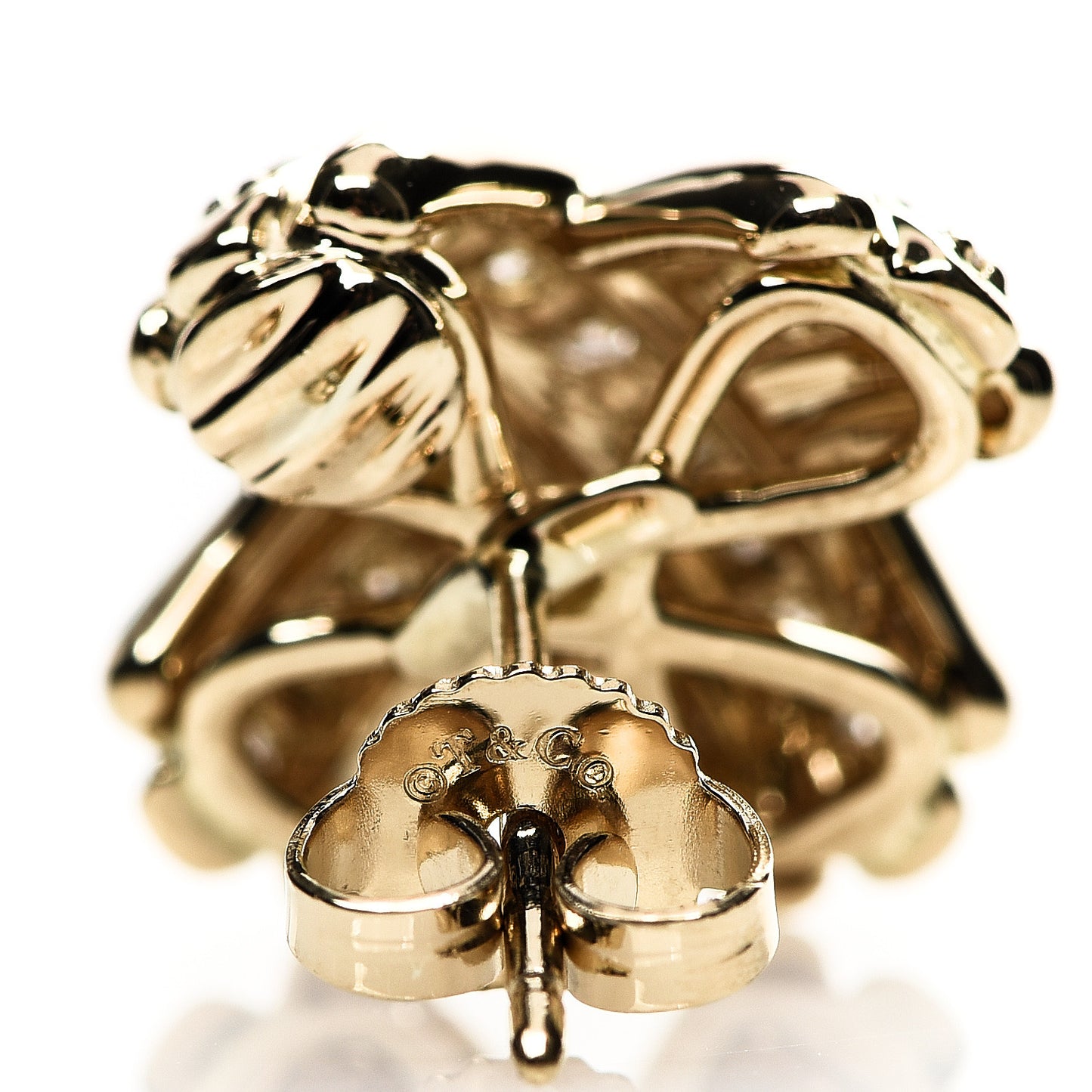 18K Yellow Gold Diamond Signature X Stud Earrings