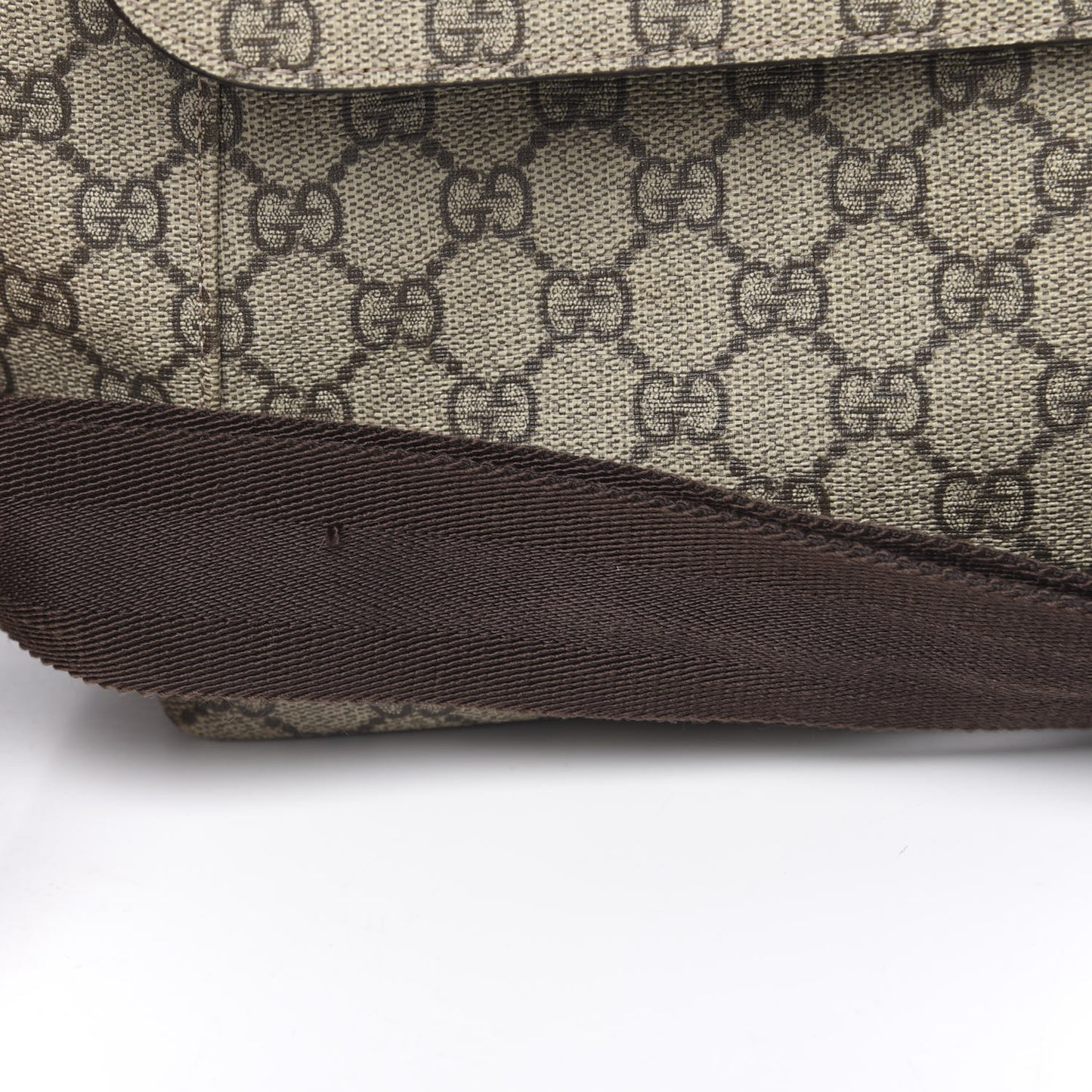 GG Supreme Monogram Selleria Calfskin Messenger Diaper Bag Beige Ebony Cocoa Dark Chocolate