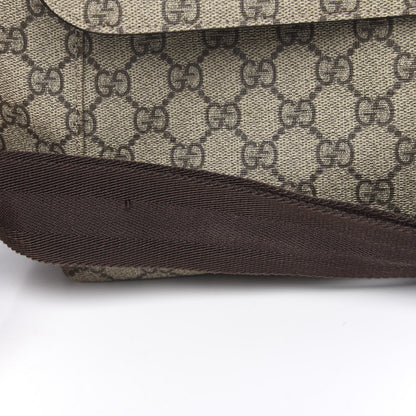 Gucci GG Supreme Monogram Selleria Calfskin Messenger Diaper Bag Beige Ebony Cocoa Dark Chocolate 9 of 11