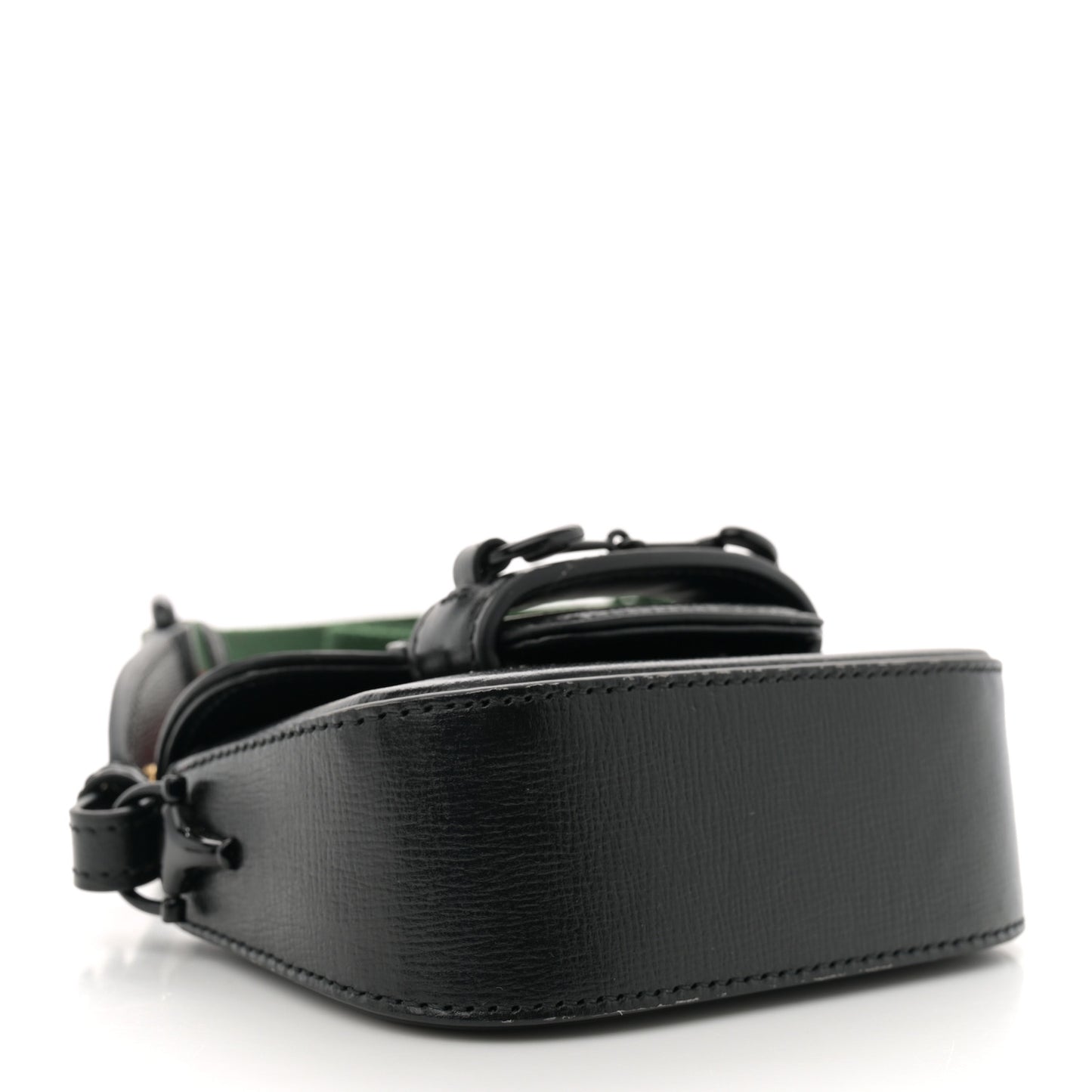 Azalea Calfskin Web Monochrome Horsebit 1955 Wallet On Strap Black