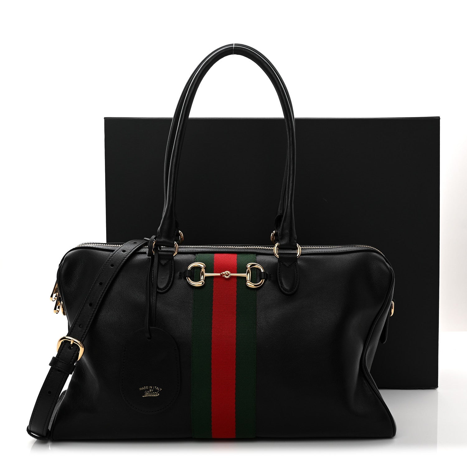 Gucci Calfskin Web Large Borsetto Boston Black 11 of 11