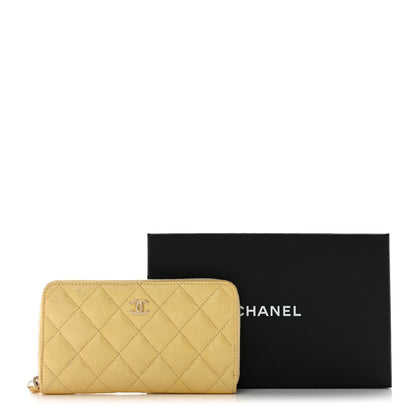 Chanel Iridescent Caviar Quilted Medium Zip Around Wallet Yellow 13 of 13