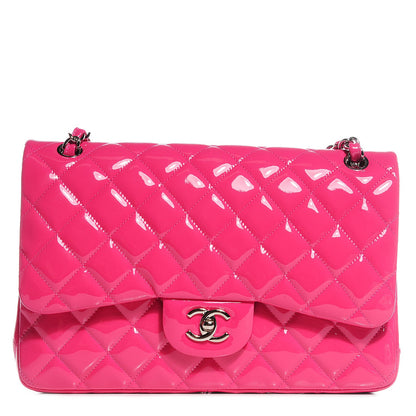 Chanel Patent Quilted Jumbo Double Flap Fuchsia 1 of 9