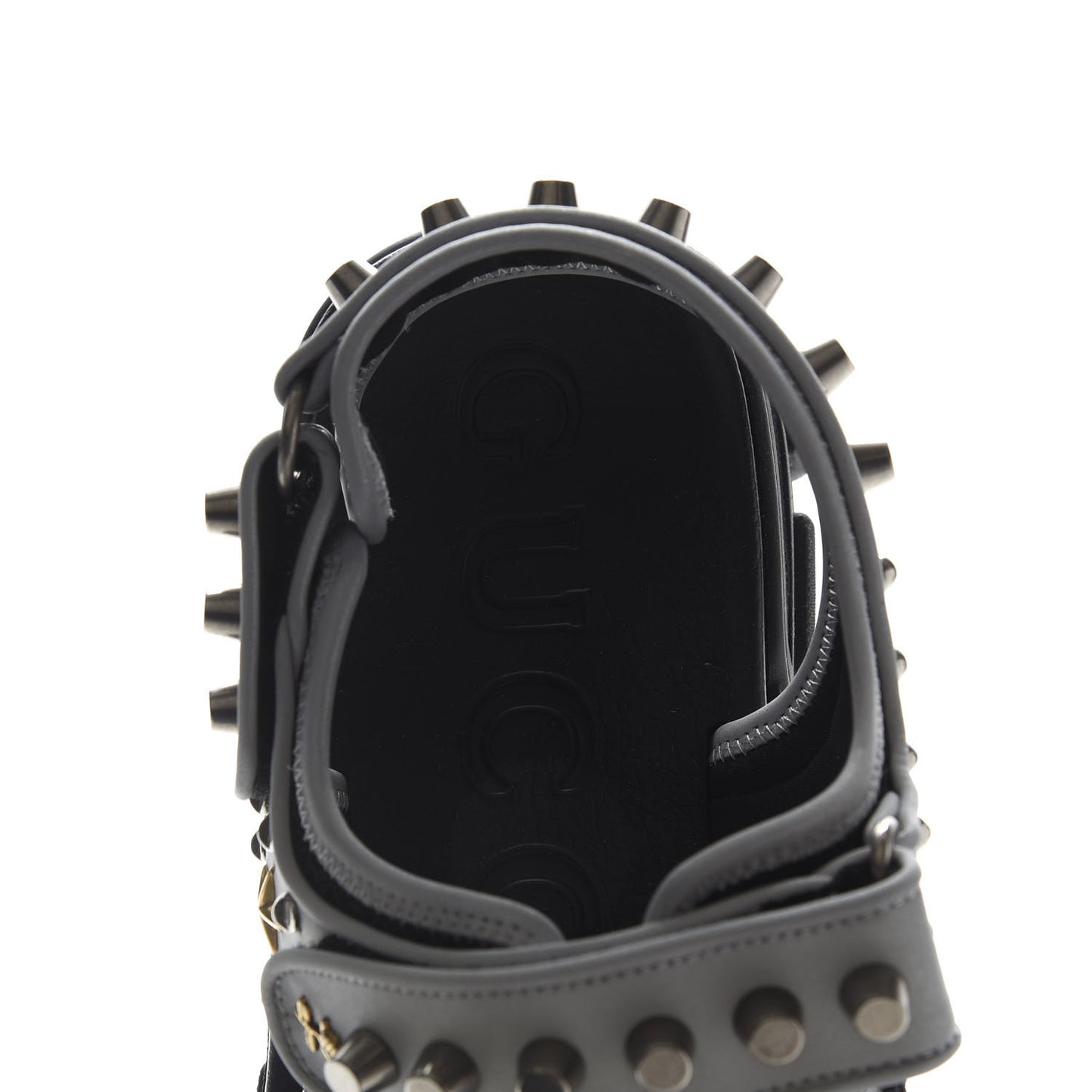 Technical Canvas Calfskin Reflective Studded Mens Aguru Sandals 12 Silver Black
