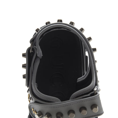 Gucci Technical Canvas Calfskin Reflective Studded Mens Aguru Sandals 12 Silver Black 6 of 8