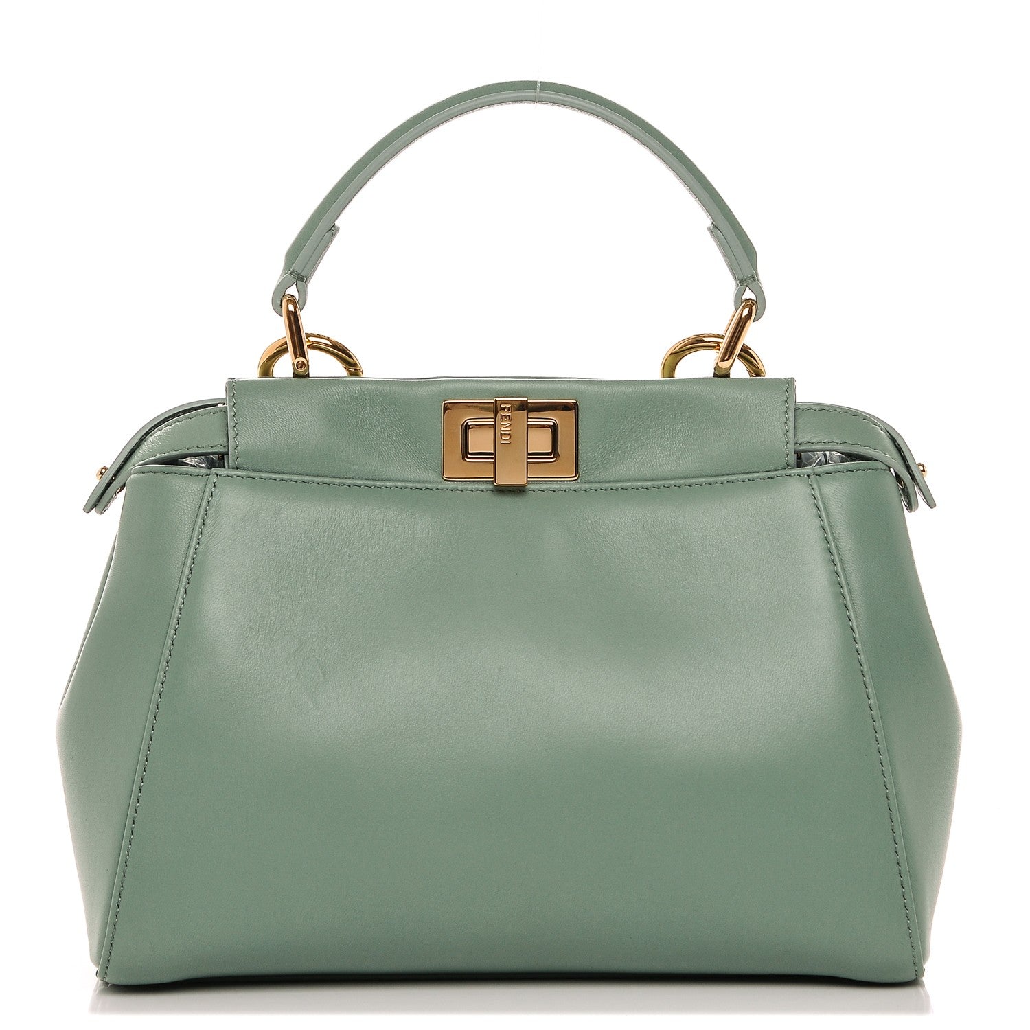 Fendi Nappa Mini Peekaboo Iconic Satchel Menta 1 of 5