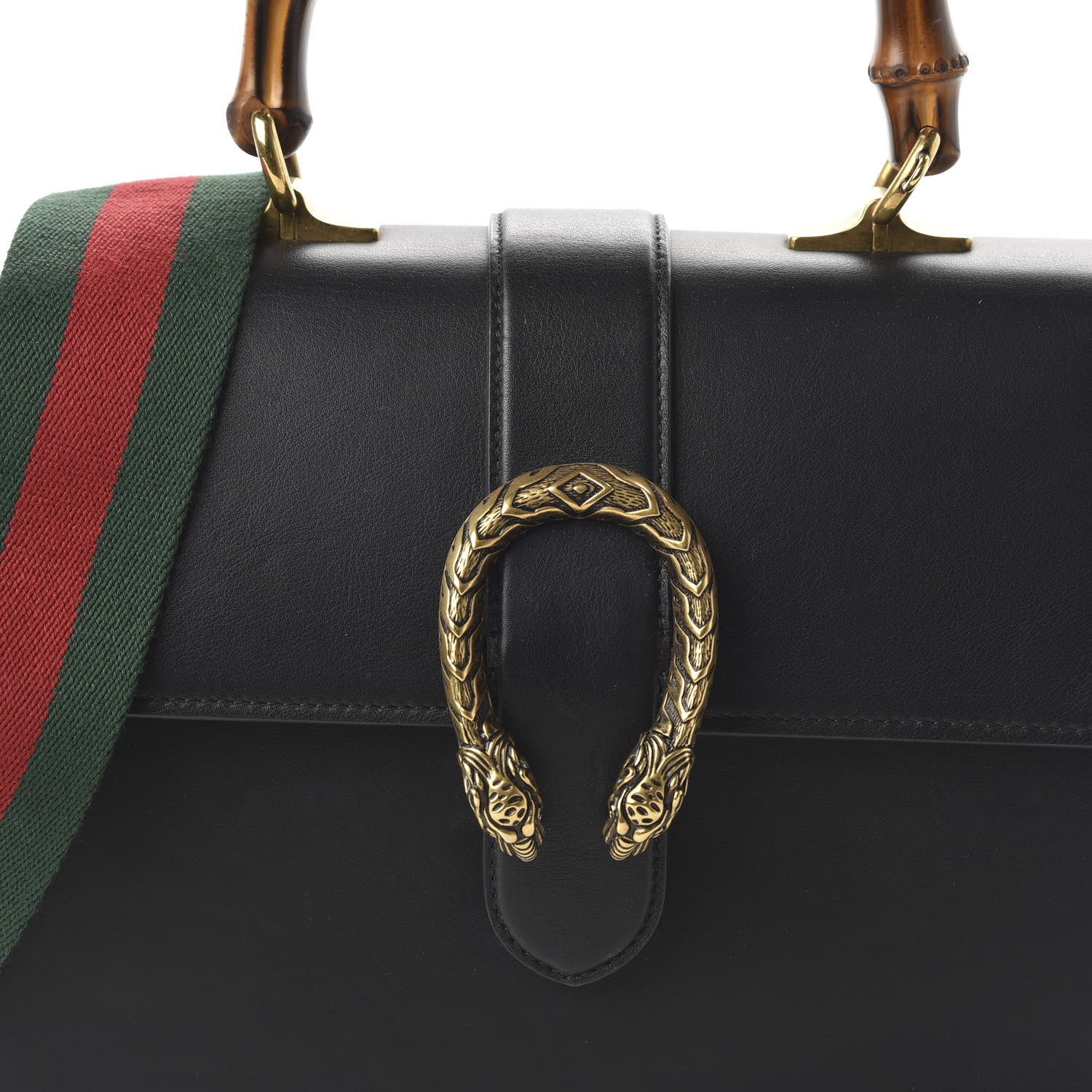Gucci Moon Calfskin Web Medium Dionysus Bamboo Top Handle Bag Black 11 of 11