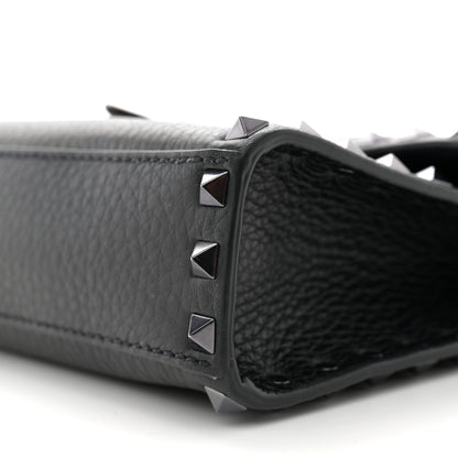 Valentino Garavani Pebbled Calfskin Monochrome Medium Rockstud Flip Lock Crossbody Bag Black 9 of 9