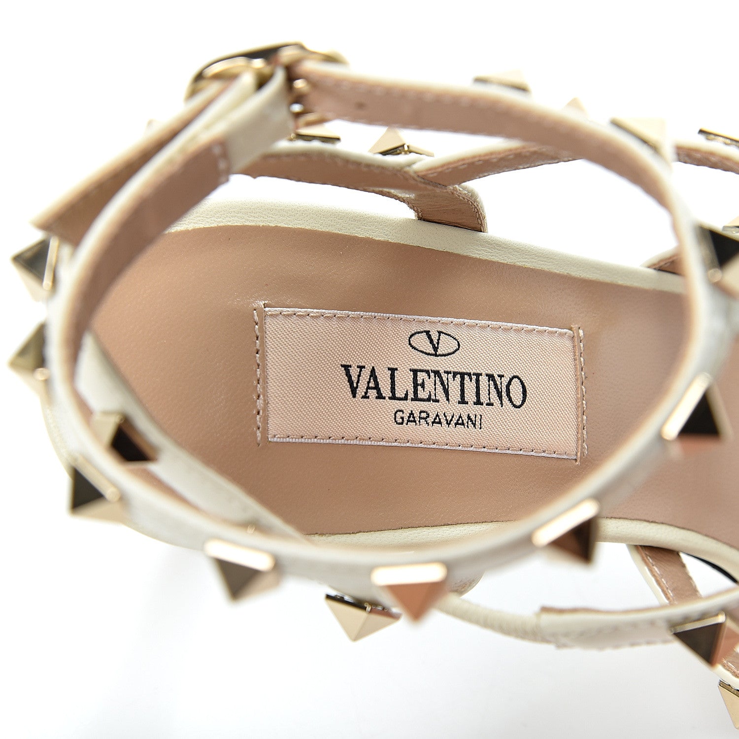 Valentino Garavani Patent Rockstud Gladiator Mid-Heel Sandals 35 Ivory 8 of 9