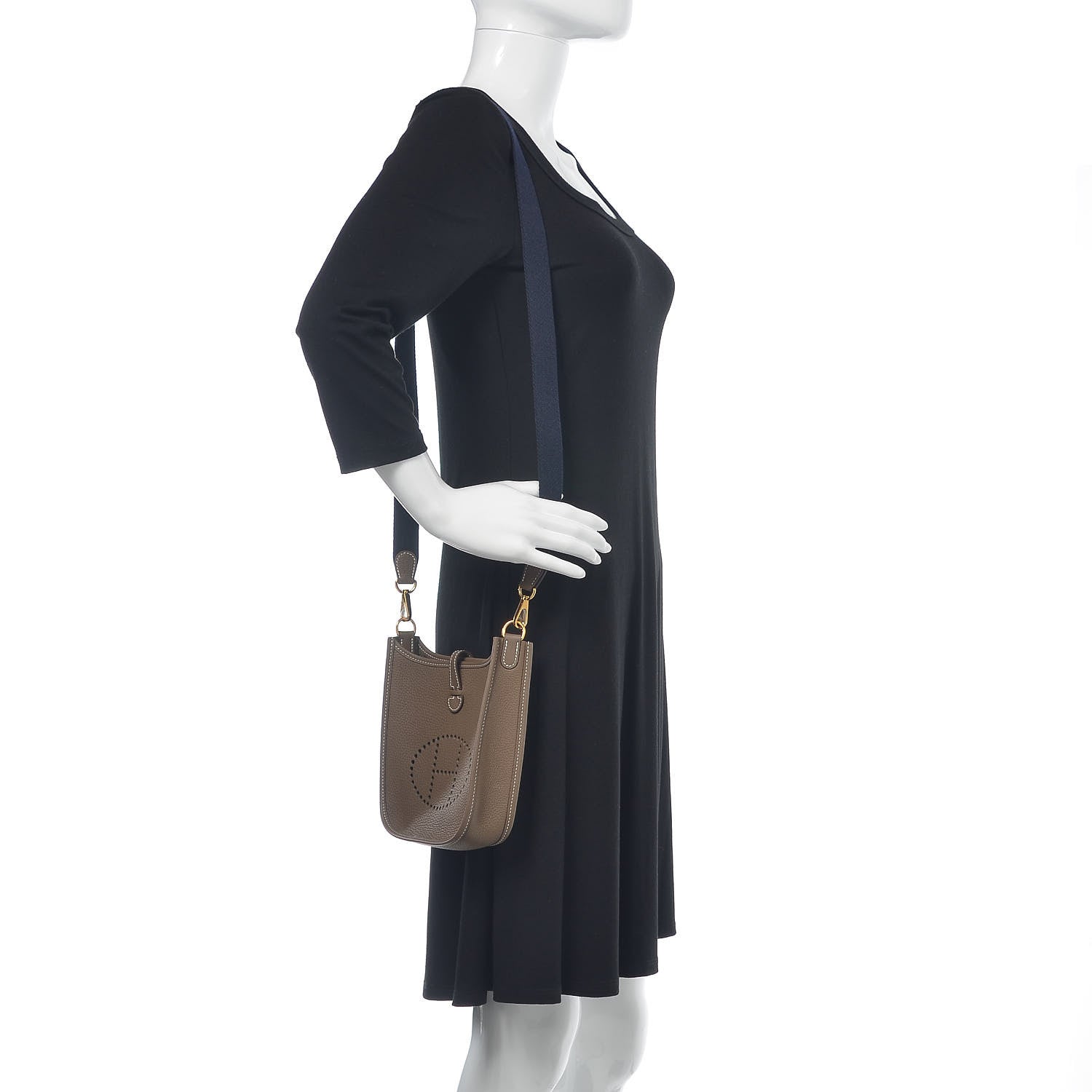 Hermes Taurillon Clemence Amazone Evelyne TPM Etoupe Bleu Indigo 2 of 11
