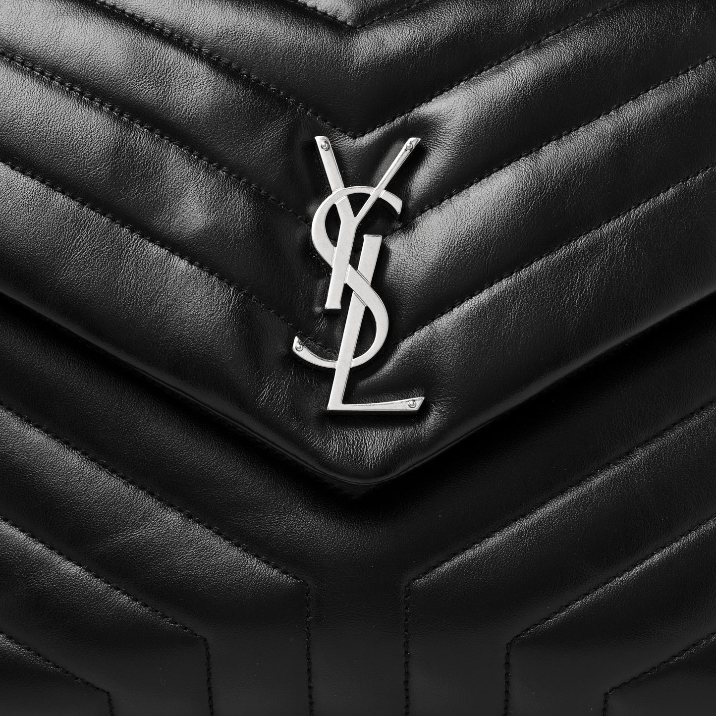 Calfskin Y Quilted Monogram Medium Loulou Chain Satchel Black