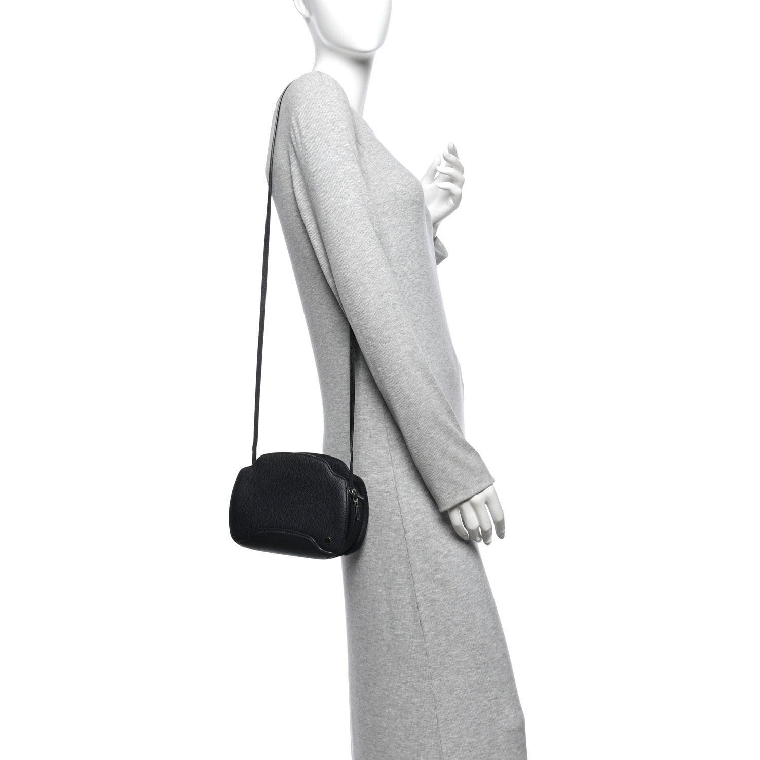 Loro Piana Grained Calfskin Sesia Crossbody Black 2 of 10
