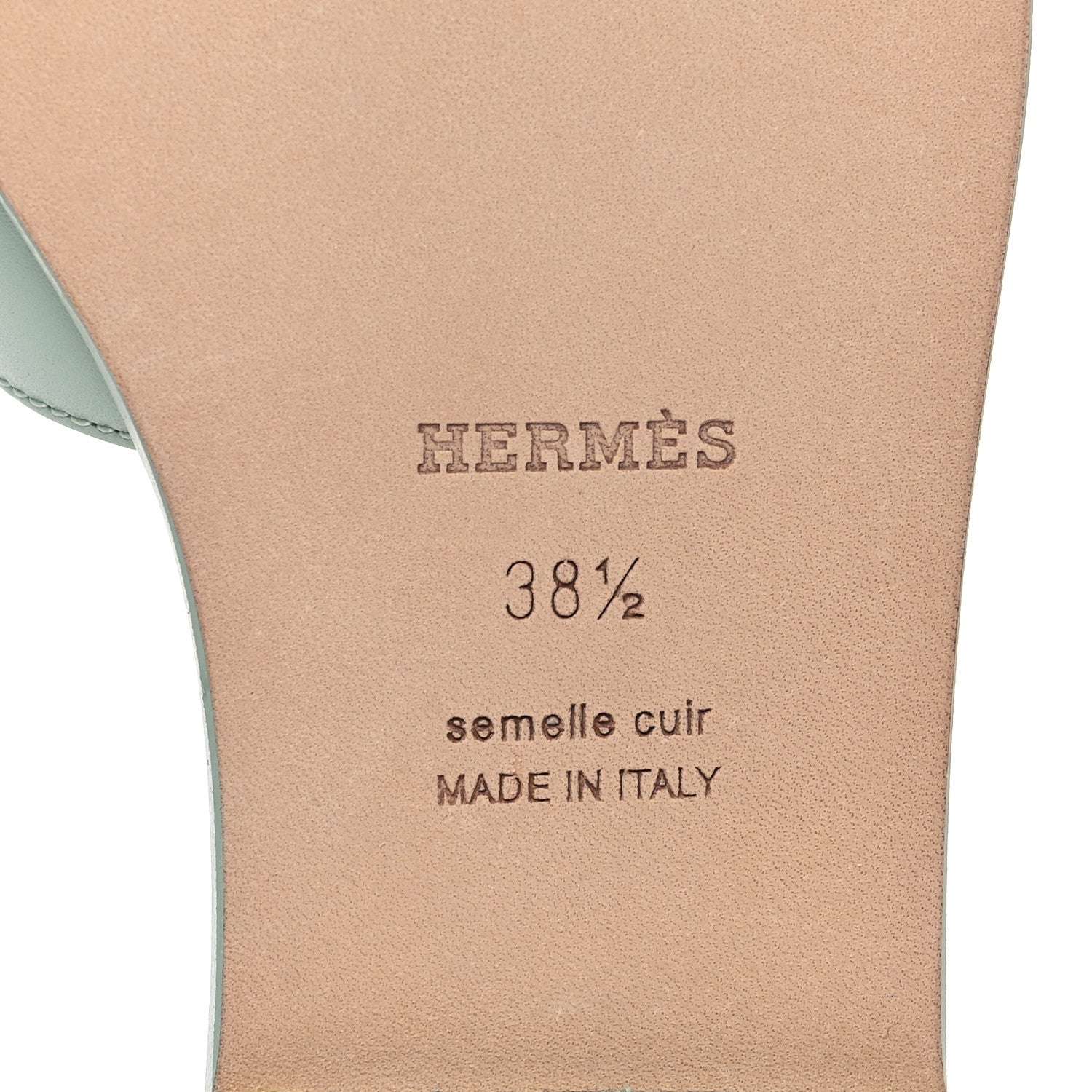 Hermes Calfskin Oran Sandals 38.5 Vert D'eau 6 of 9