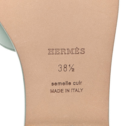 Hermes Calfskin Oran Sandals 38.5 Vert D'eau 6 of 9