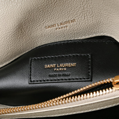 Saint Laurent Sheepskin Matelasse Chevron Monogram Medium College Bag Vintage Blanc 7 of 11