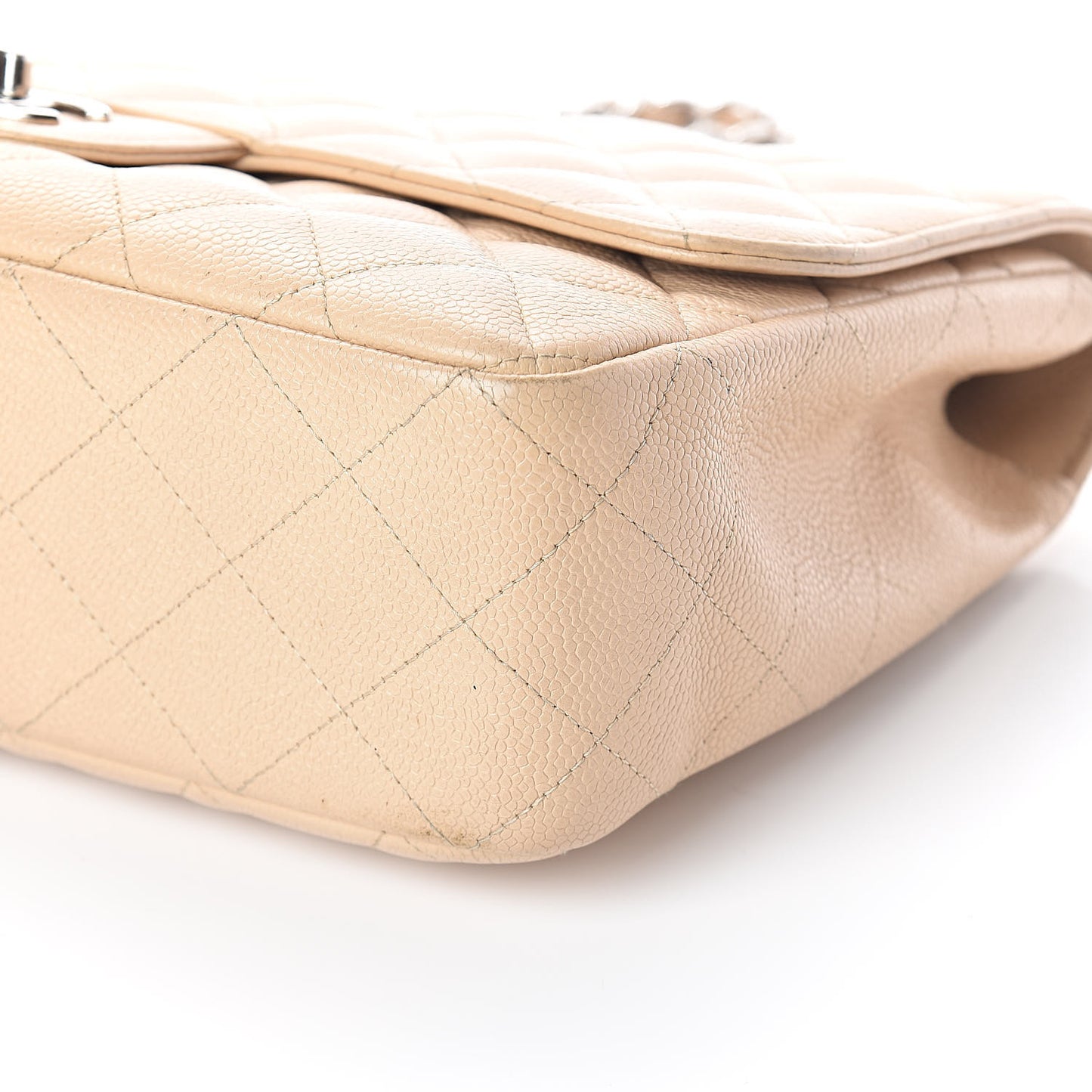 Caviar Quilted Jumbo Single Flap Beige Clair