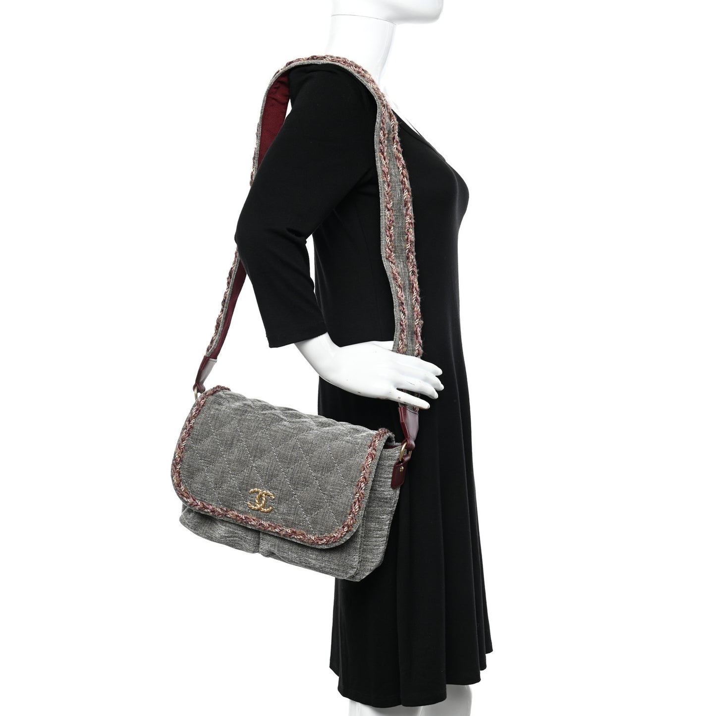 Wool Velvet Quilted Parisian Stroll Messenger Grey