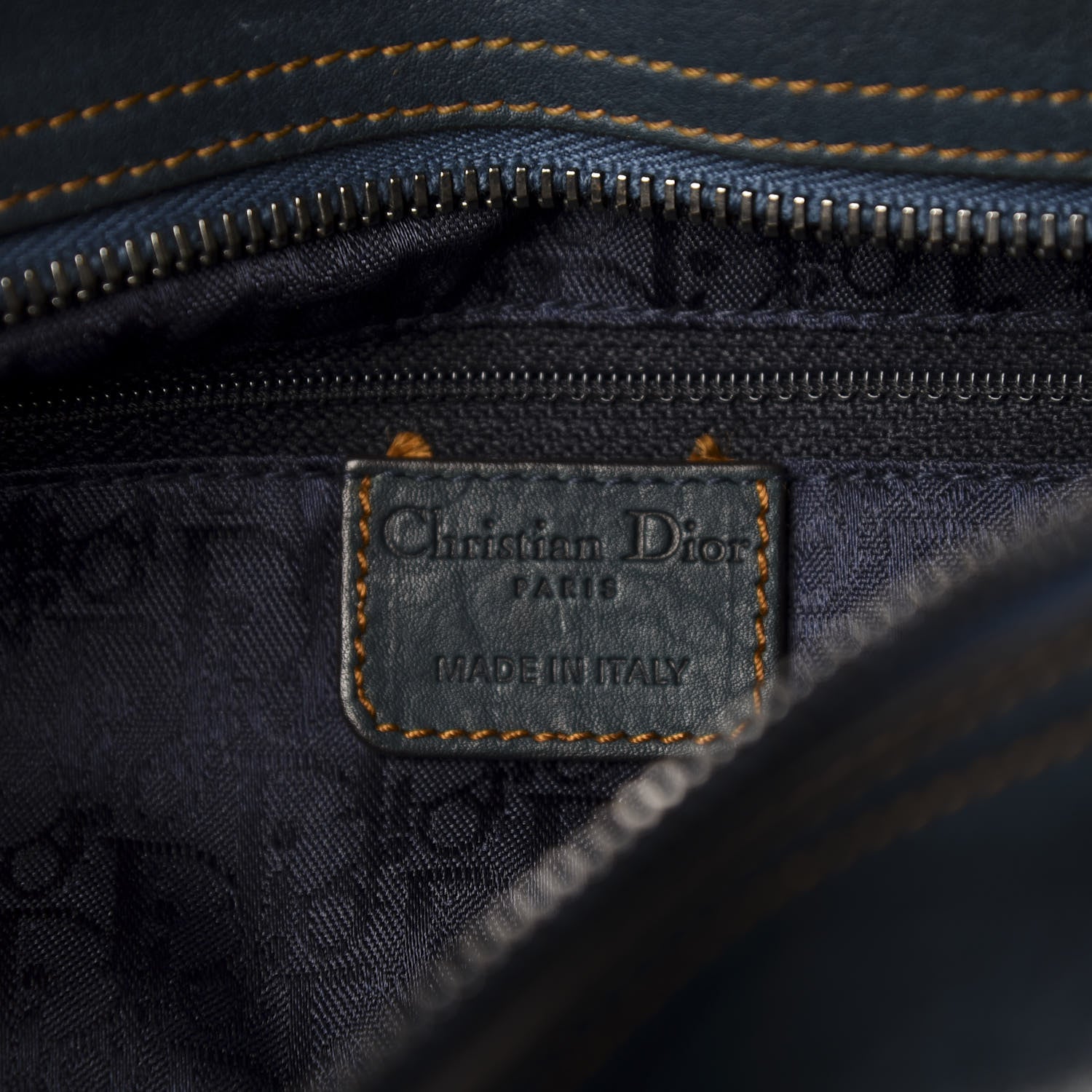 Christian Dior Calfskin Medium Gaucho Double Saddle Bag Dark Blue 6 of 14