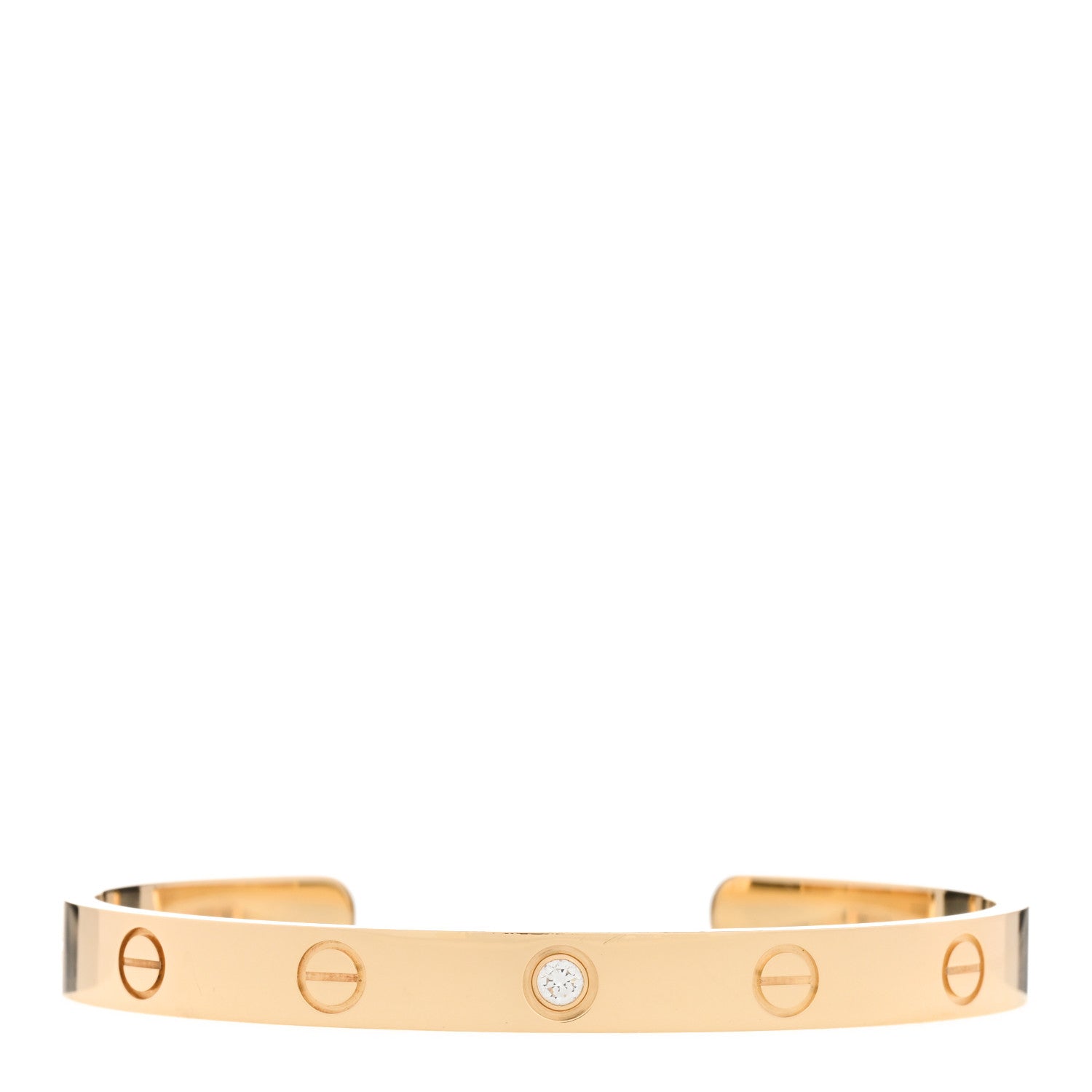 Cartier 18K Yellow Gold 1 Diamond LOVE Cuff Bracelet 17 1 of 4