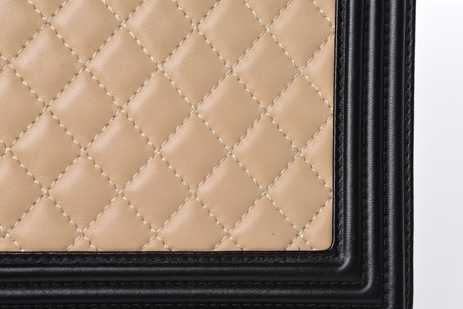 Chanel Lambskin Quilted Large Boy Flap Beige Black 12 of 14