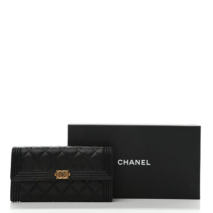 Chanel Caviar Quilted Large Boy Gusset Flap Wallet Black 9 of 9
