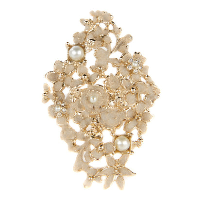 Chanel Pearl Crystal CC Camellia Ring 5.5 Gold 1 of 4