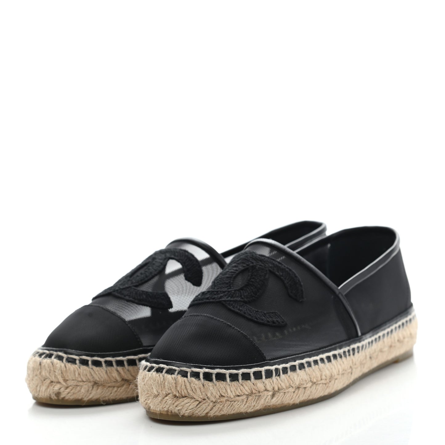 Mesh Grosgrain CC Espadrilles 39 Black