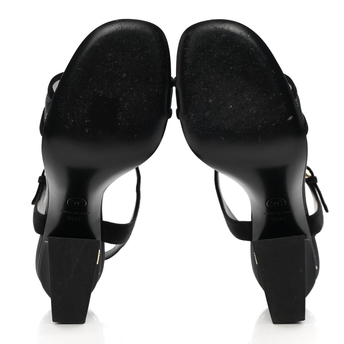 Lambskin Grosgrain Open Toe Pearl Sandal Heels 39.5 Black