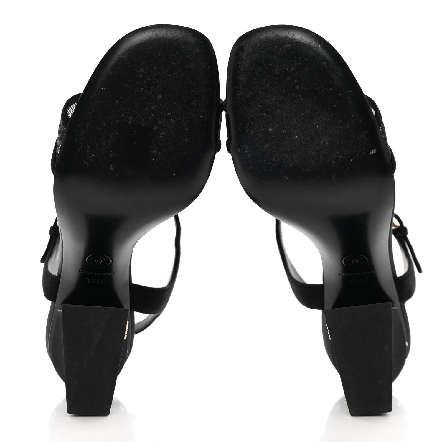 Chanel Lambskin Grosgrain Open Toe Pearl Sandal Heels 39.5 Black 6 of 12