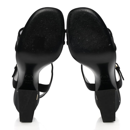 Chanel Lambskin Grosgrain Open Toe Pearl Sandal Heels 39.5 Black 6 of 12