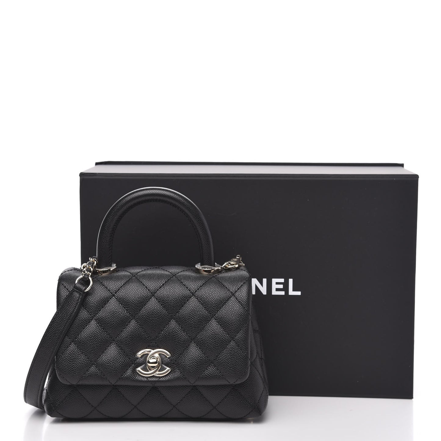 Caviar Quilted Extra Mini Coco Handle Flap Black