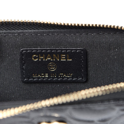 Chanel Caviar Camellia Embossed Key Holder Case Black 6 of 8