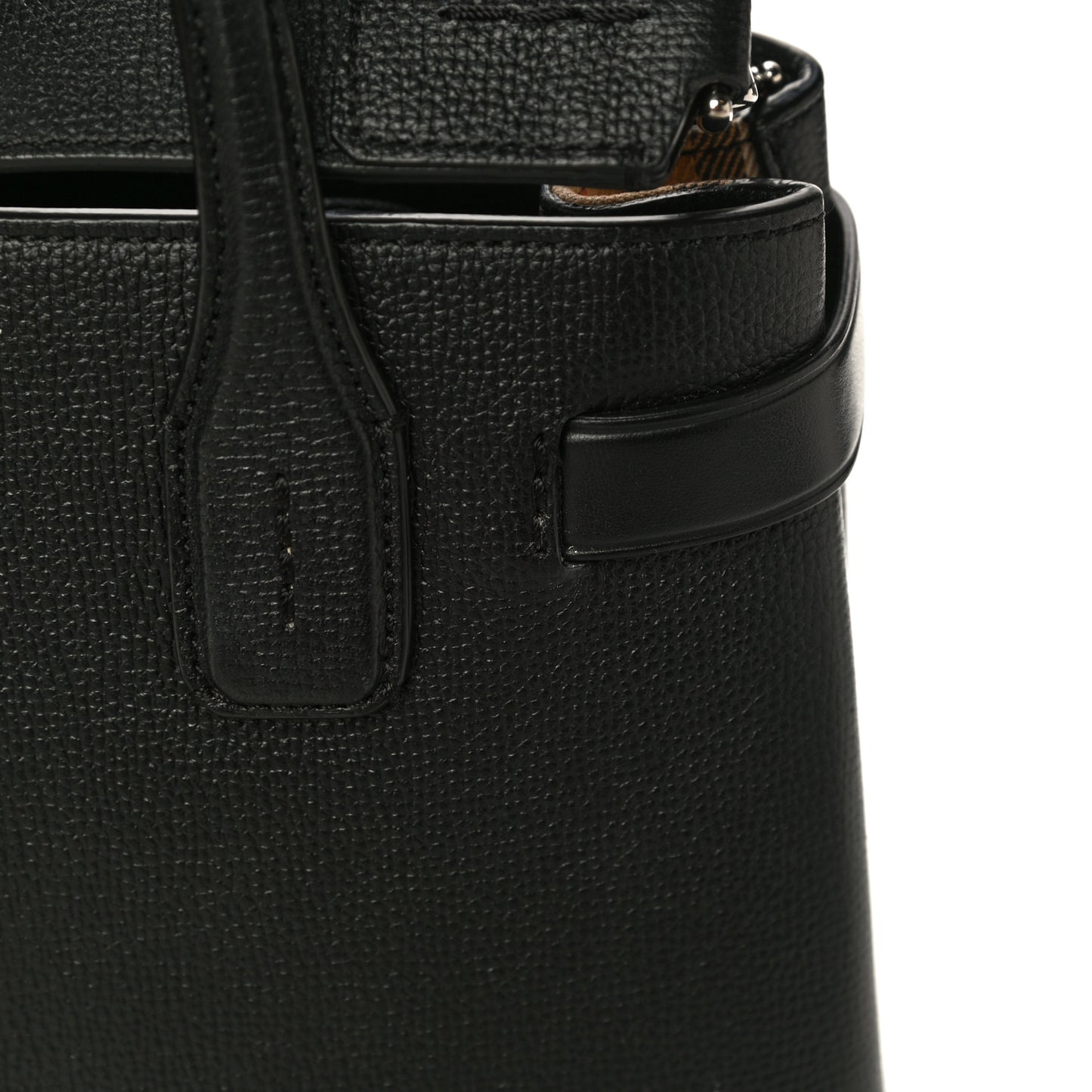 Grainy Calfskin House Check Small Banner Tote Black