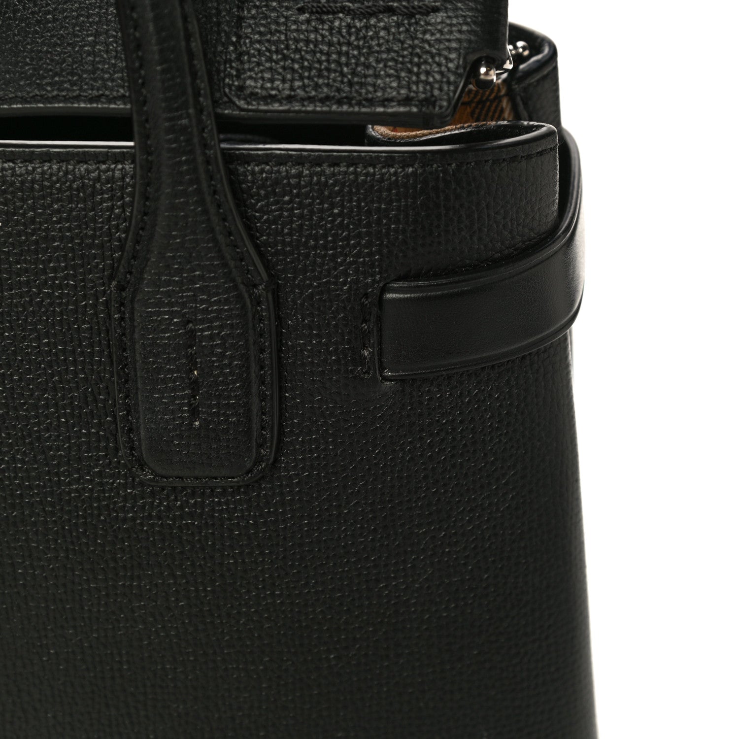 Burberry Grainy Calfskin House Check Small Banner Tote Black 18 of 19