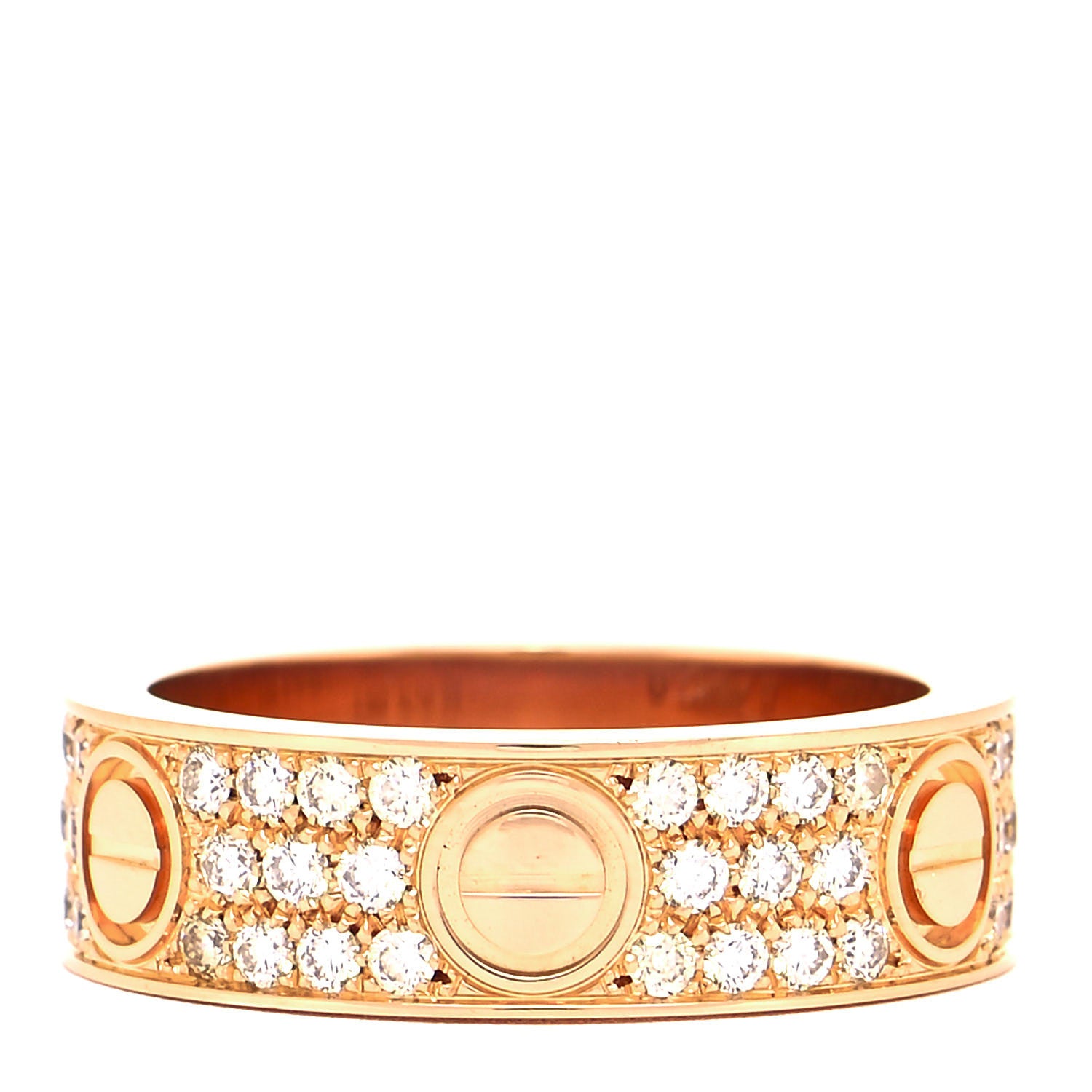 Cartier 18K Pink Gold Diamond 6.5mm LOVE Paved Ring 57 8 3 of 4
