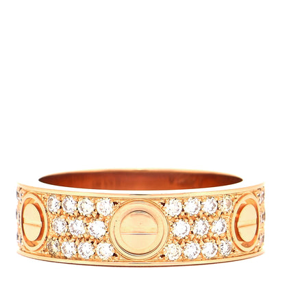 Cartier 18K Pink Gold Diamond 6.5mm LOVE Paved Ring 57 8 3 of 4
