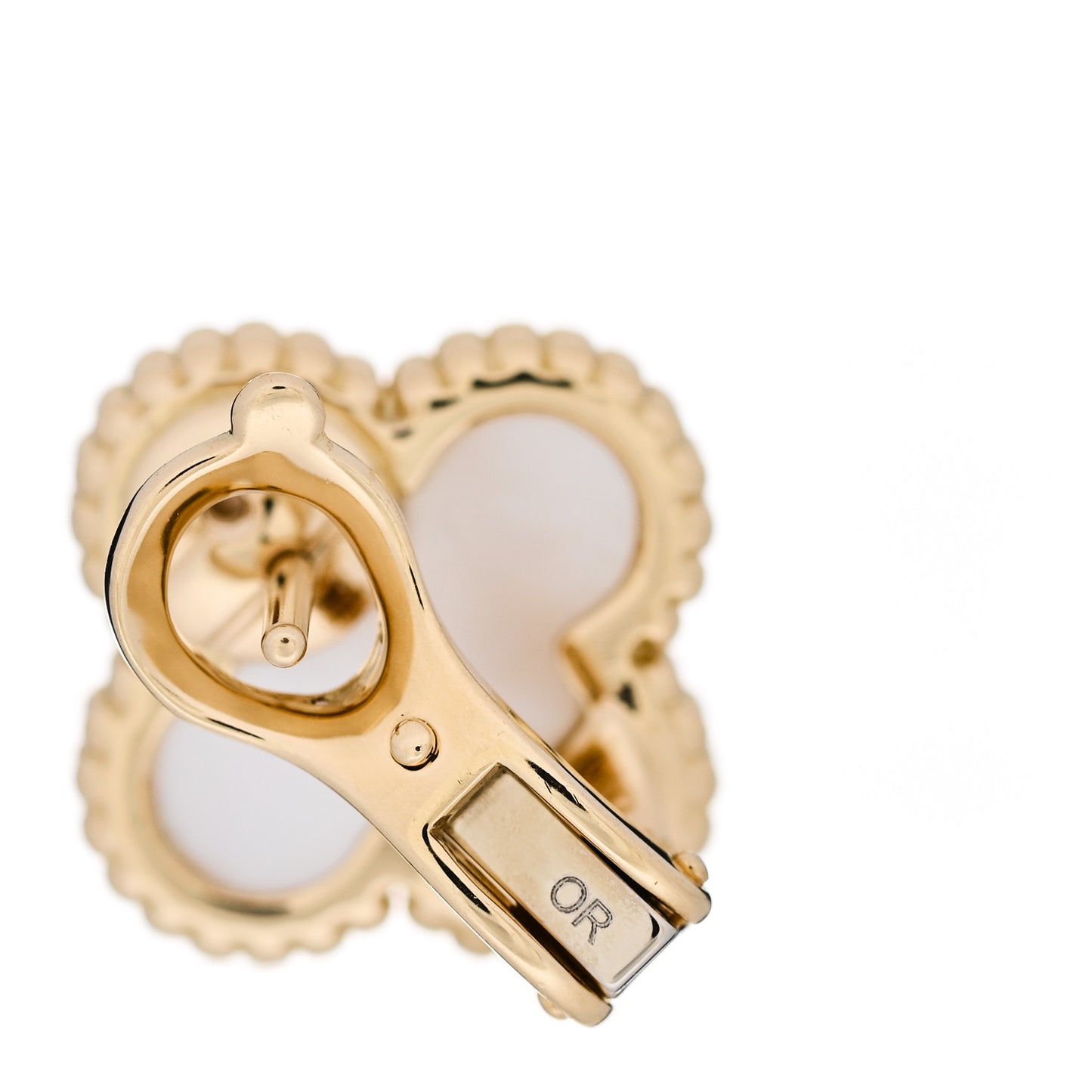 18K Yellow Gold Mother of Pearl Vintage Alhambra Earrings