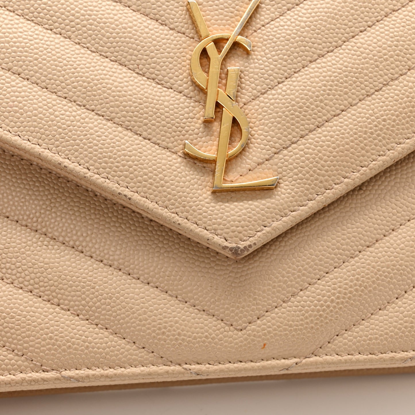 Grain De Poudre Matelasse Chevron Monogram Envelope Chain Wallet Nude Powder