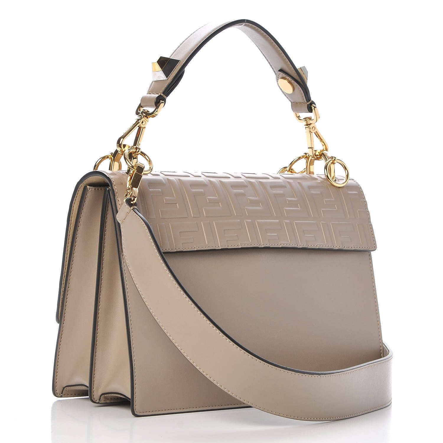 Fendi Vitello Liberty FF 1974 Embossed Kan I Shoulder Bag Tortora 4 of 8