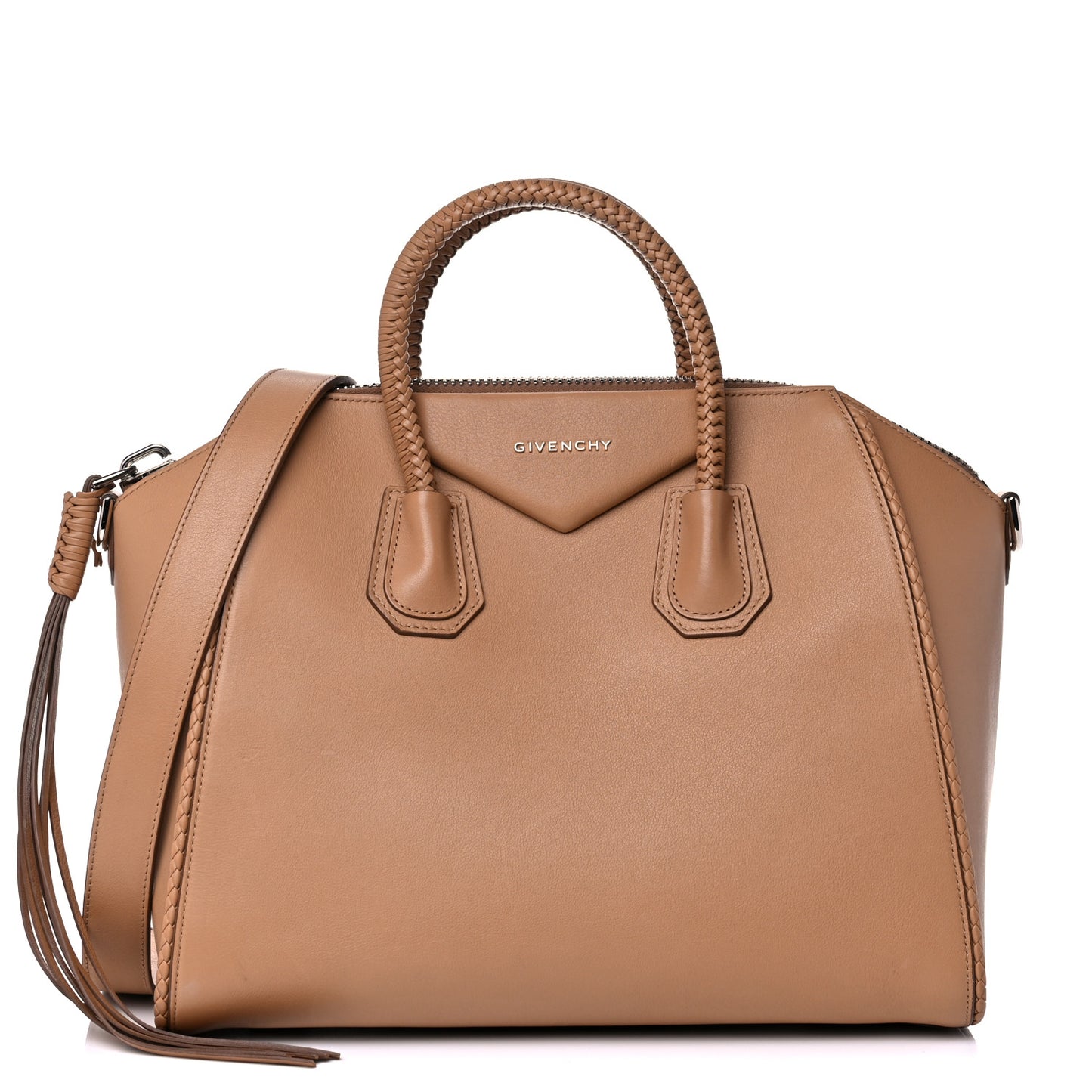 Sugar Goatskin Braided Medium Antigona Medium Beige