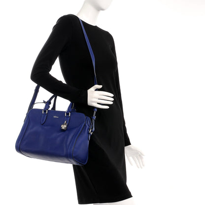 Alexander McQueen Pebbled Calfskin Small Skull Padlock Zip Around Tote Ultramarine 2 of 14