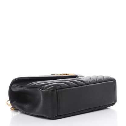 Saint Laurent Sheepskin Matelasse Chevron Monogram Medium College Bag Black 4 of 9