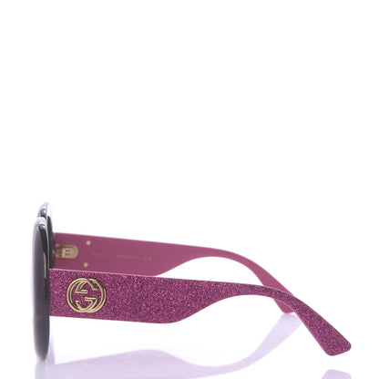 Gucci Acetate Round GG0101S Glitter Sunglasses Havana Pink 3 of 7