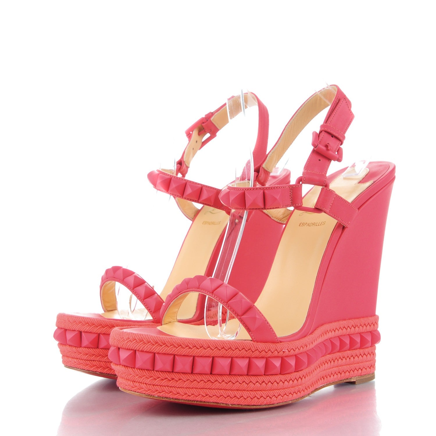Christian Louboutin Calfskin Rope Cataclou 140 Wedge Sandals 40 Framboisine 3 of 8