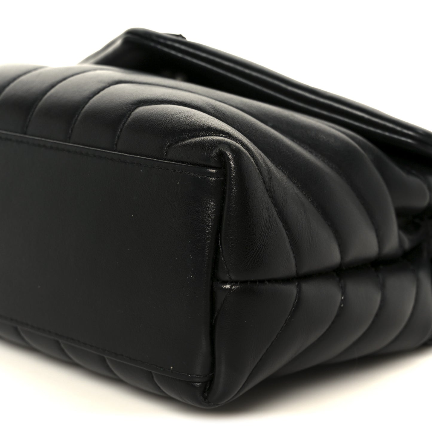 Calfskin Y Quilted Monogram Monochrome Small Loulou Chain Satchel Black