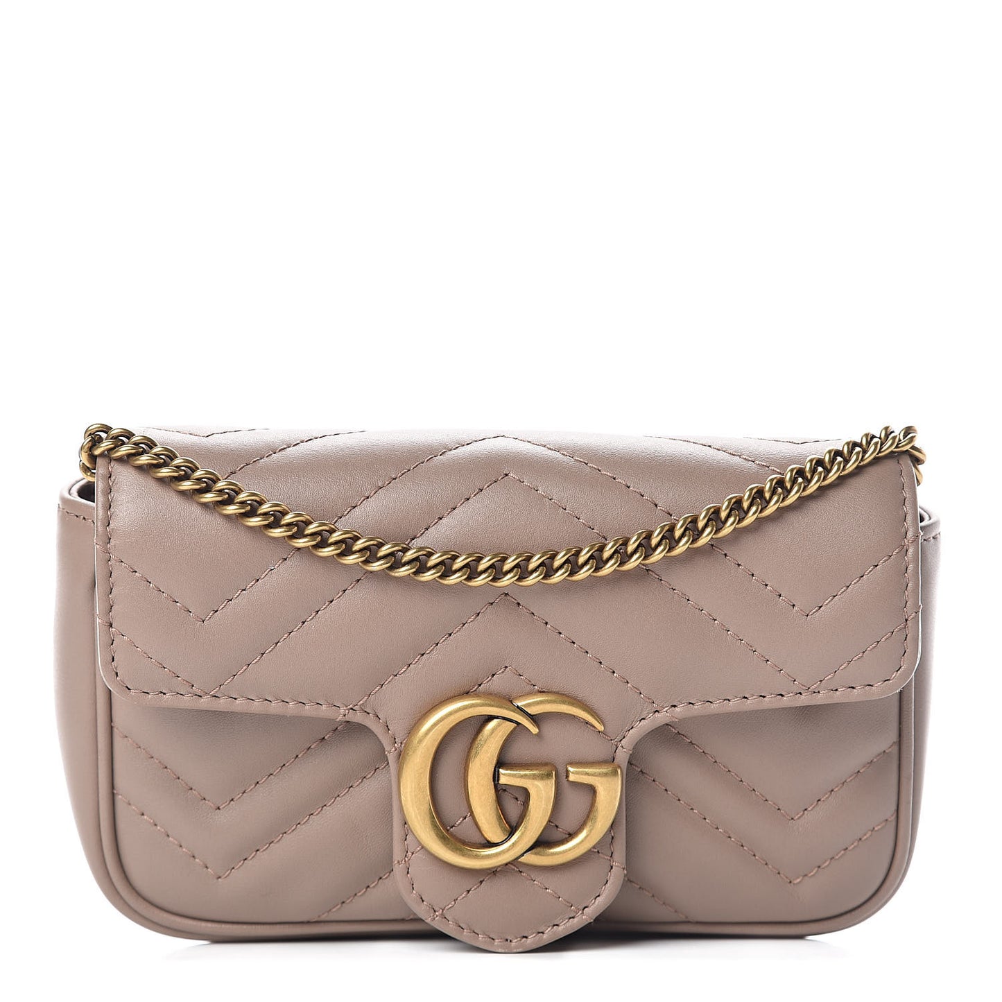 Calfskin Matelasse Super Mini GG Marmont Shoulder Bag Porcelain Rose