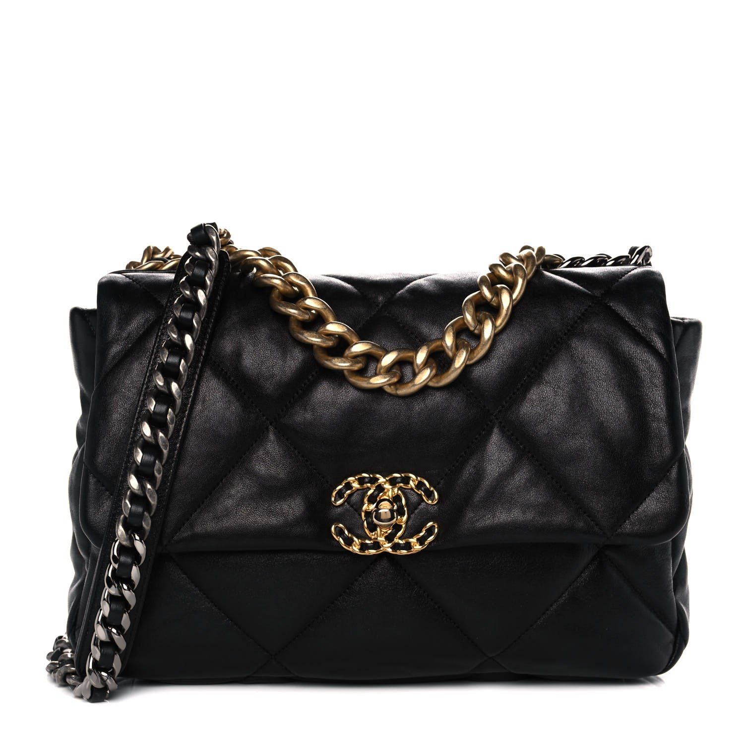Chanel Goatskin Quilted Large Chanel 19 Flap Black 1 of 15