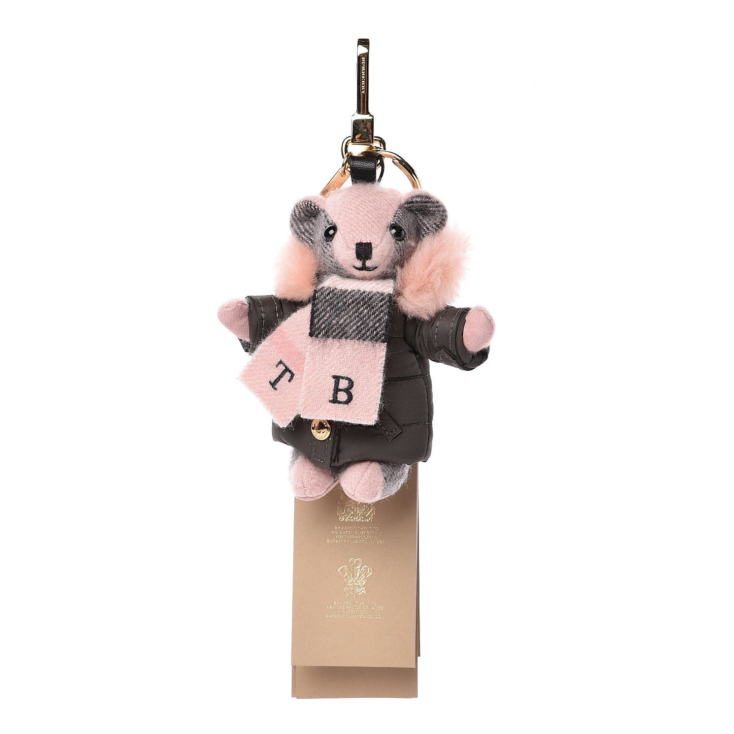 Cashmere P Jac Thomas Teddy Bear Keychain Charm Ash Rose